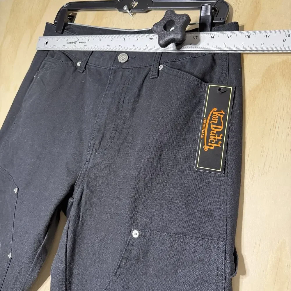 Von Dutch Originals Black Carpenter Pants‎ Graphic Logo Workwear Mens 30x32 NWT